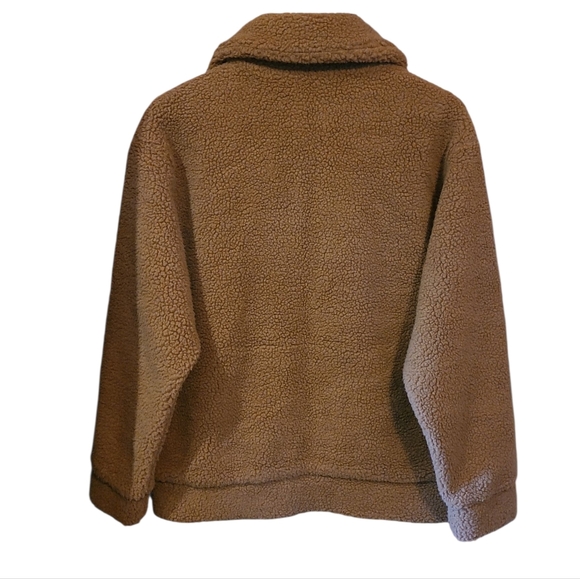 Women's 24 Colours Teddy Fleece Zip Up Jacket Brown Zumiez Small - Picture 5 of 15